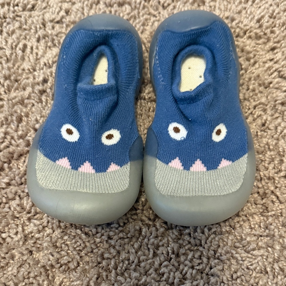 Kids Blue Monster Slip-On Shoes